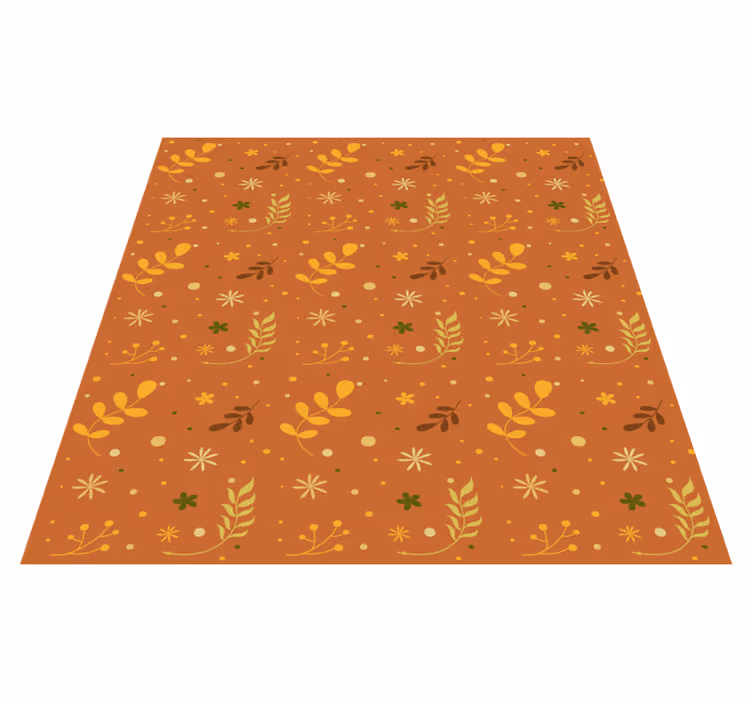 Vinyl tapijt bloemen en planten oranje tinten bladeren - TenStickers