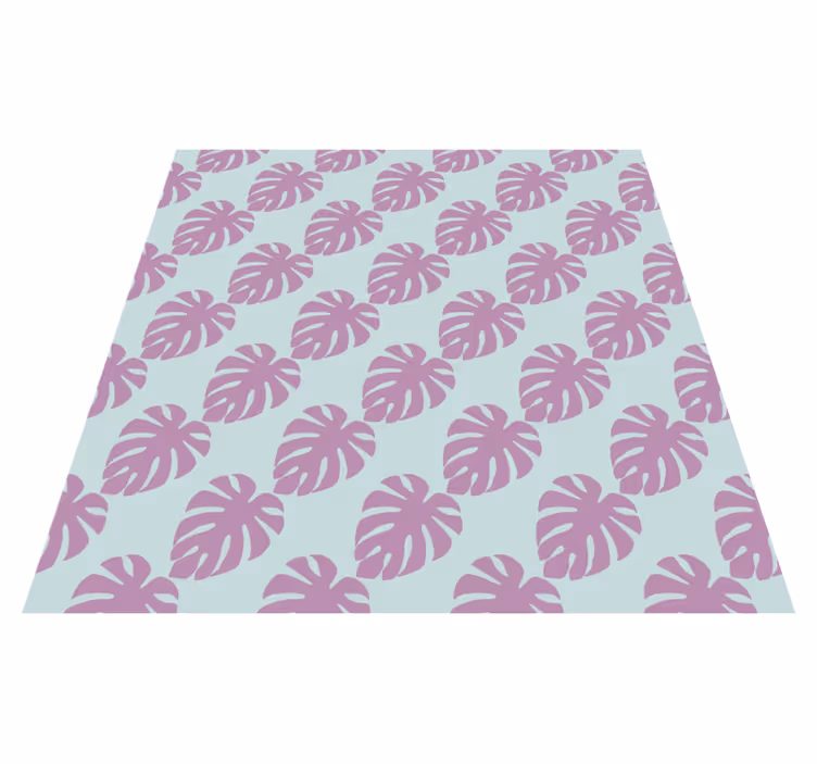Vinyl tapijt bloemen en planten blauwe en roze bladeren - TenStickers