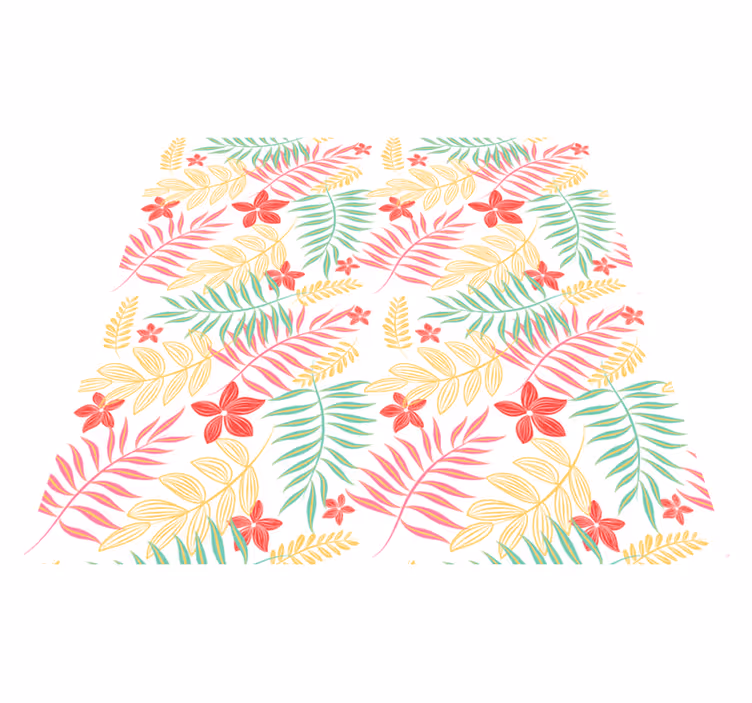 Vinyl tapijt bloemen en planten neon bladeren ontwerp - TenStickers
