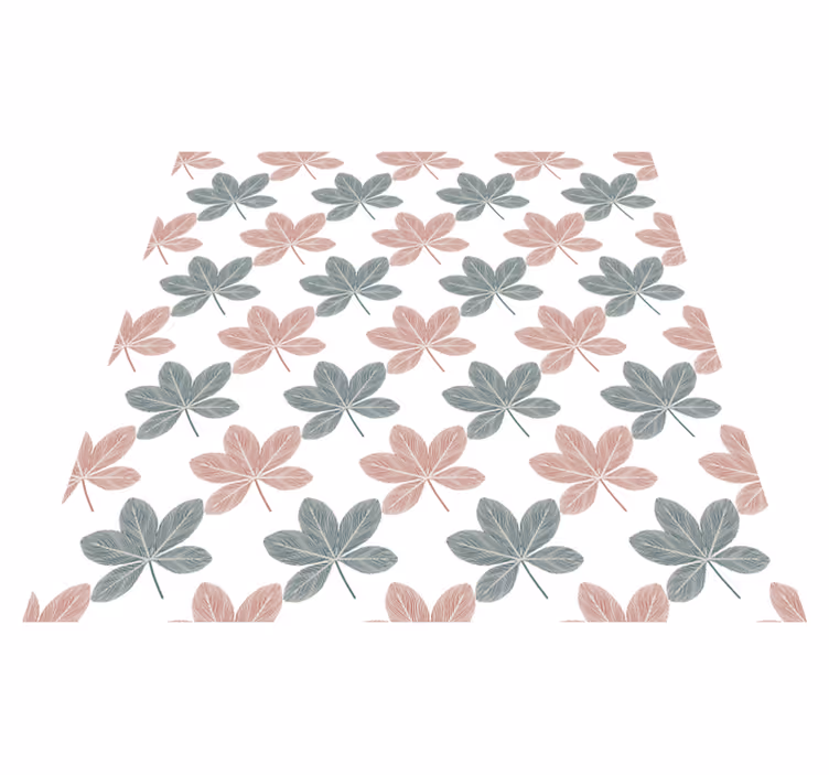 Vinyl tapijt bloemen en planten roze en blauwe bladeren - TenStickers