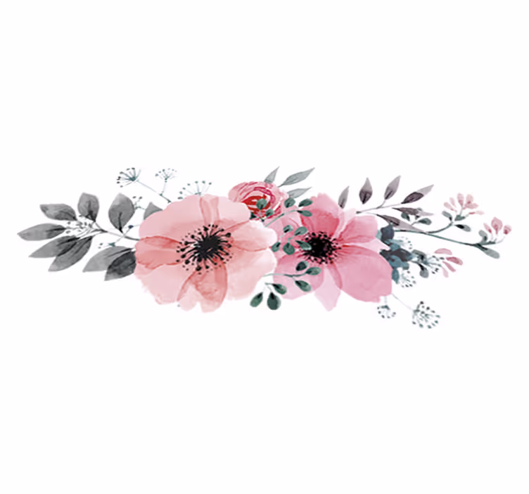 Vinyl tapijt bloemen en planten aquarella klaprozen - TenStickers
