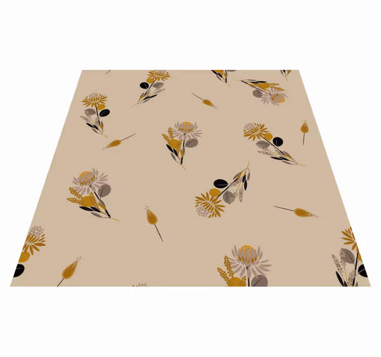 Vinyl tapijt eetkamer met vintage bloemen - TenStickers