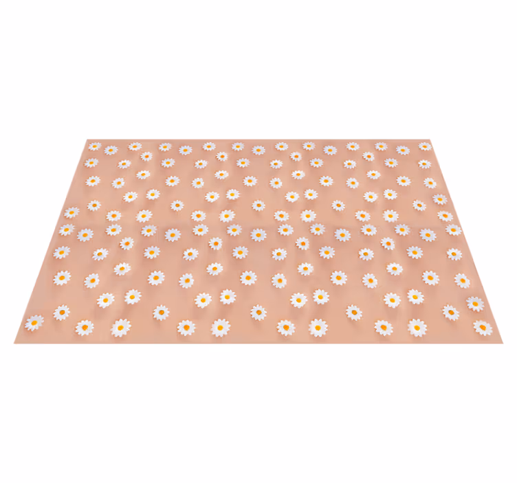 Vinyl tapijt bloemen en planten modern madeliefjespatroon - TenStickers