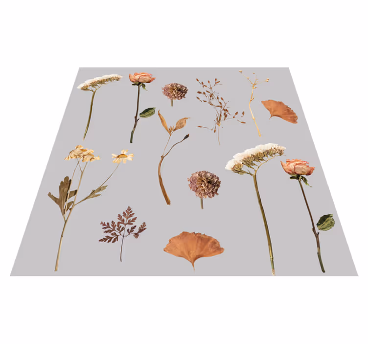 Vinyl tapijt bloemen en planten gedroogde bloemen bladeren - TenStickers