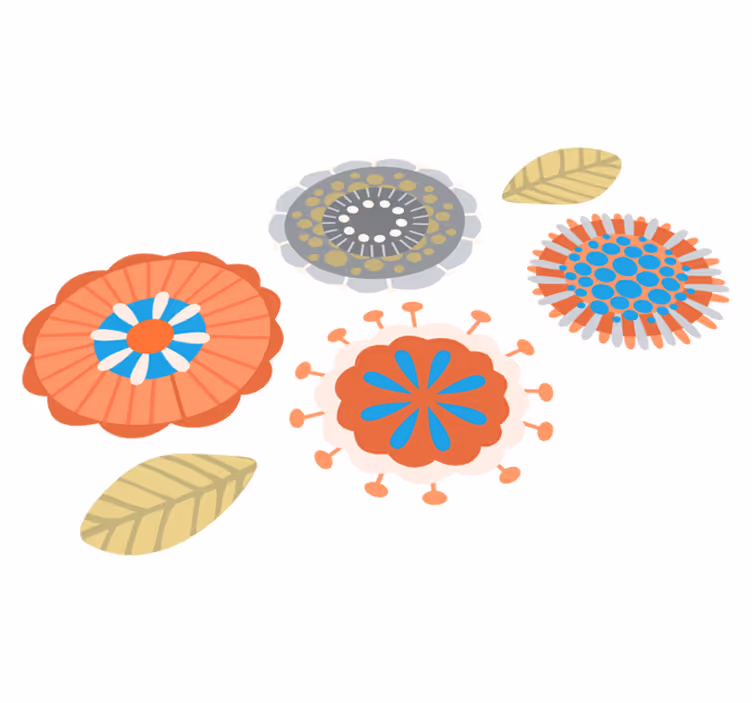 Vinyl tapijt bloemen en planten kleurrijke vormen - TenStickers