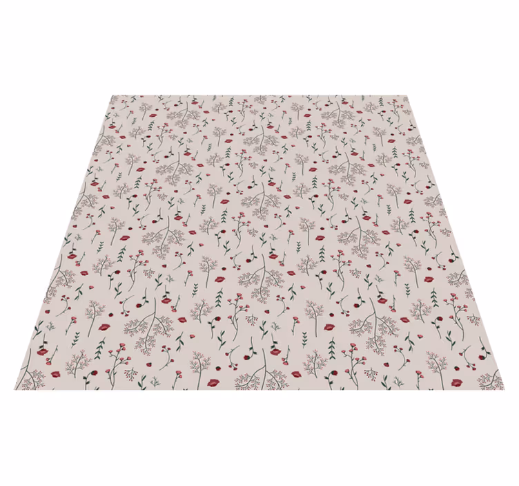 Vinyl tapijt bloemen en planten minimalistisch rood patroon - TenStickers
