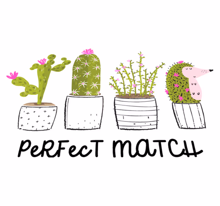Vinyl tapijt bloemen en planten perfecte cactussen - TenStickers