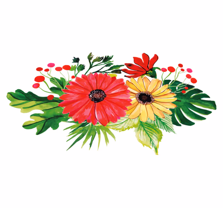 Vinyl tapijt bloemen en planten horizontaal elegant ontwerp - TenStickers