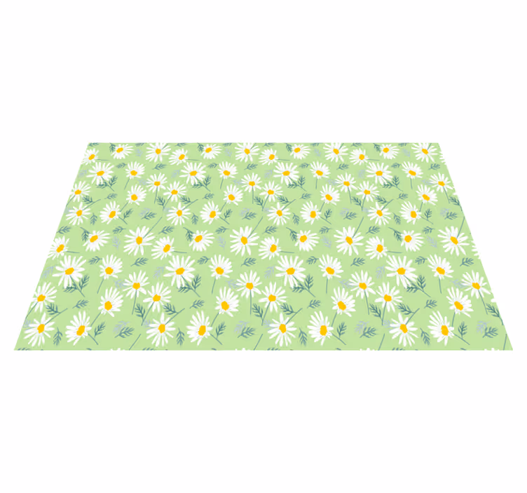 Vinyl tapijt bloemen en planten patroon met madeliefjes - TenStickers