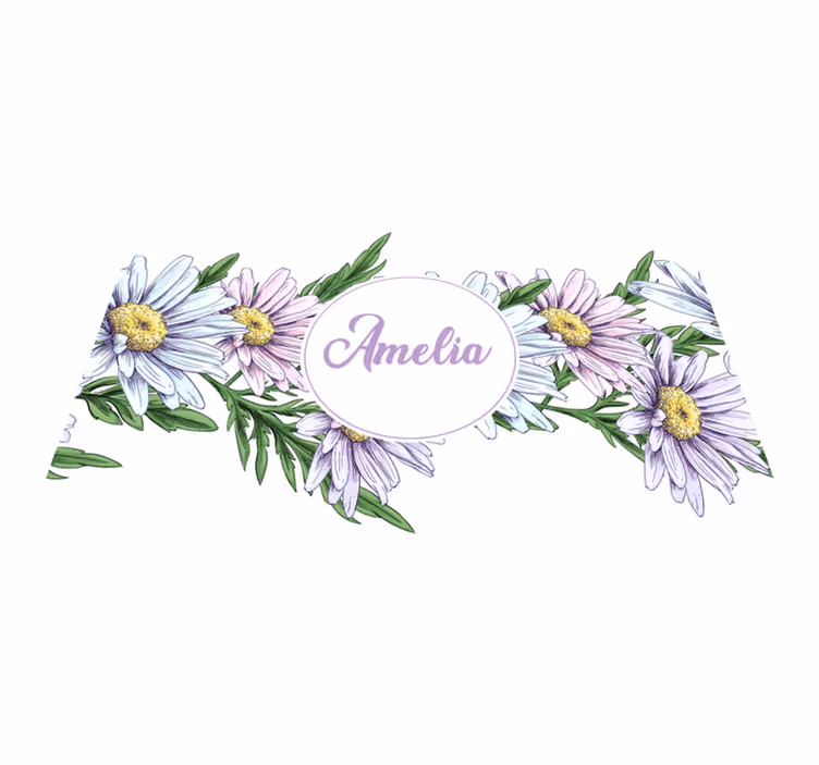 Vinyl tapijt bloemen en planten met naam van madeliefje - TenStickers