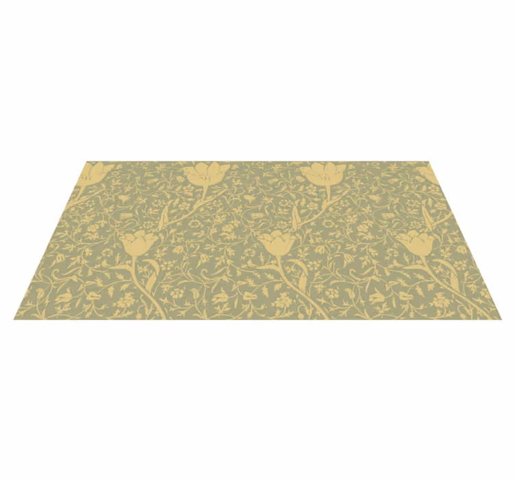 Vinyl tapijt bloemen en planten goud en groen stijl - TenStickers
