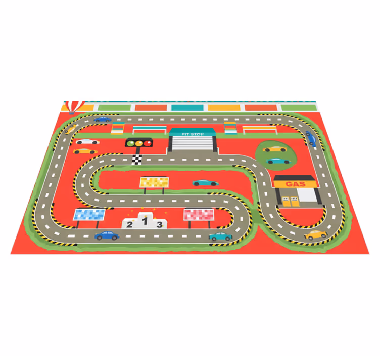Vinyl tapijt snelwegen kleurrijk cartoon racecircuit - TenStickers