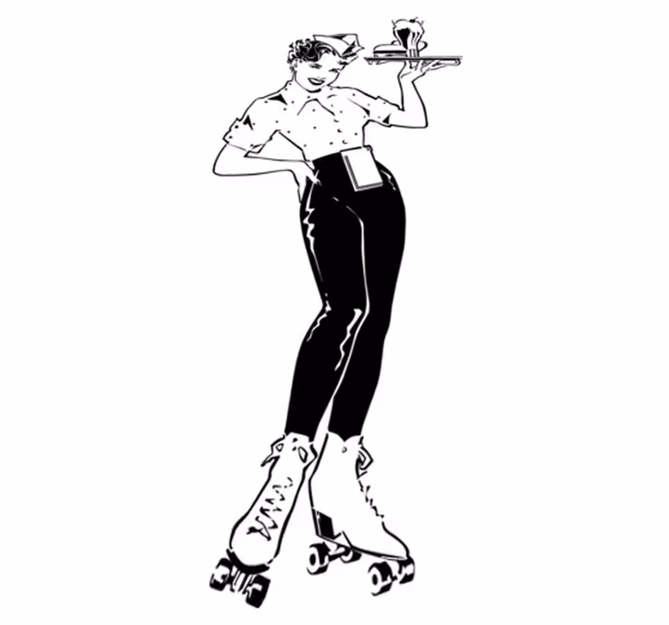 Vinyl tapijt keuken vintage serveerster - TenStickers