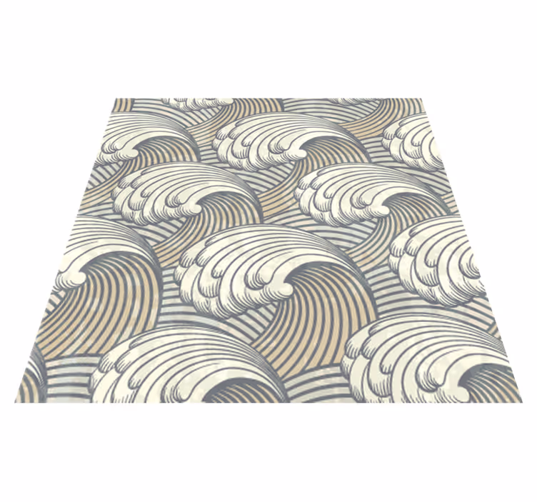 Vinyl tapijt eetkamer vintage golven - TenStickers
