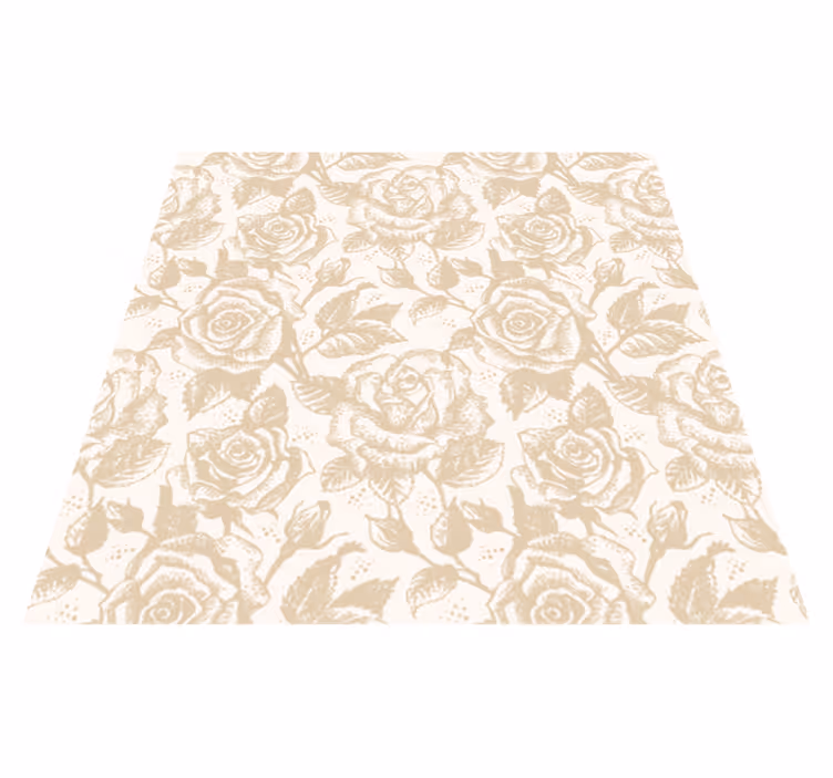 Vinyl tapijt eetkamer beige vintage rozen - TenStickers