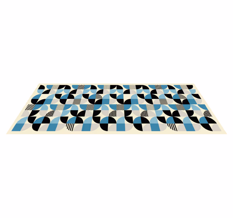 Vinyl tapijt eetkamer retro blauw bauhaus patroon - TenStickers