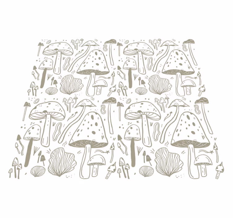 Vinyl tapijt eetkamer beige paddenstoelenpatroon - TenStickers