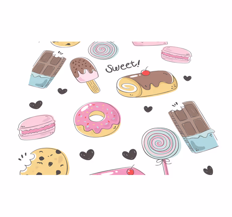 Vinyl tapijt keuken heerlijke desserts - TenStickers