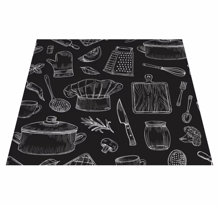 Vinyl tapijt keuken elegante bestekset - TenStickers