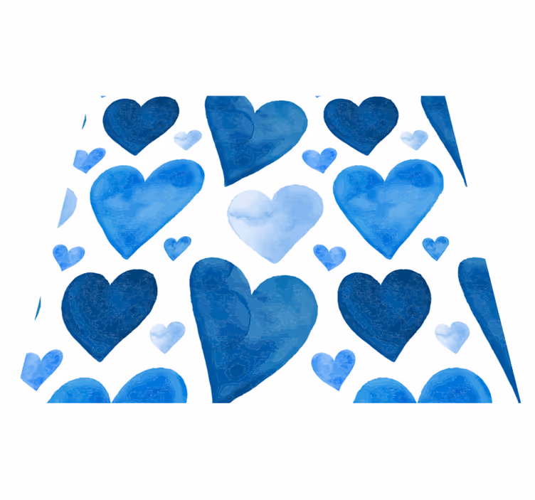 Vinyl tapijt keuken blauwe zoete harten - TenStickers