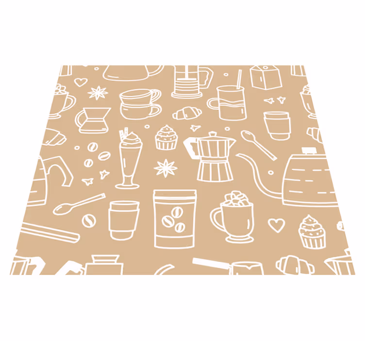 Vinyl tapijt keuken met patroon van koffiekoppen en glazen - TenStickers