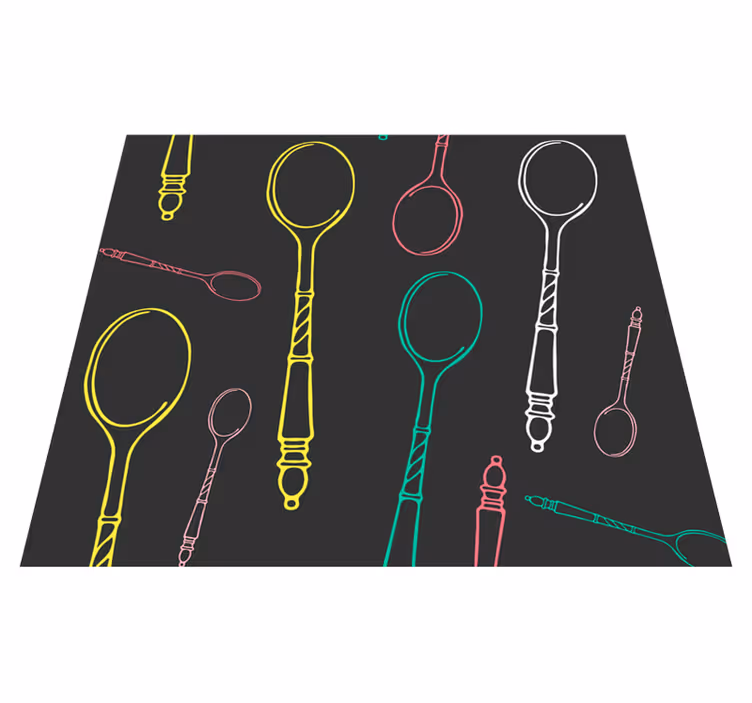 Vinyl tapijt keuken met kleurrijke lepels - TenStickers