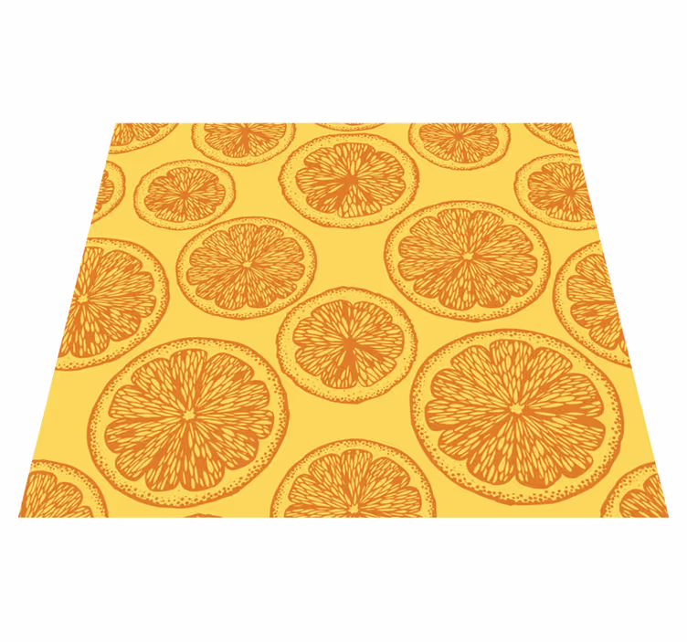 Vinyl tapijt keuken oranje handgetekend patroon - TenStickers