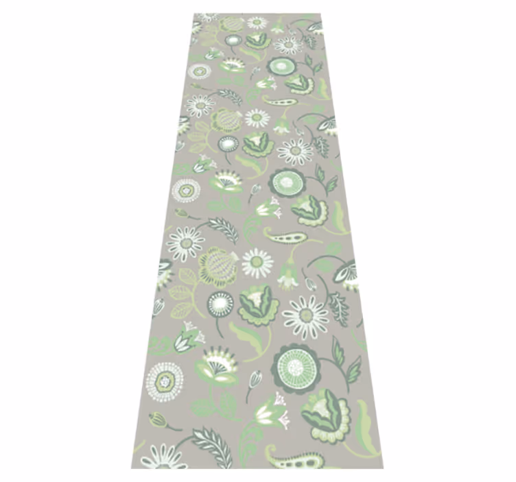 Vinyl tapijt keuken delicate groene bloemenpatroon - TenStickers