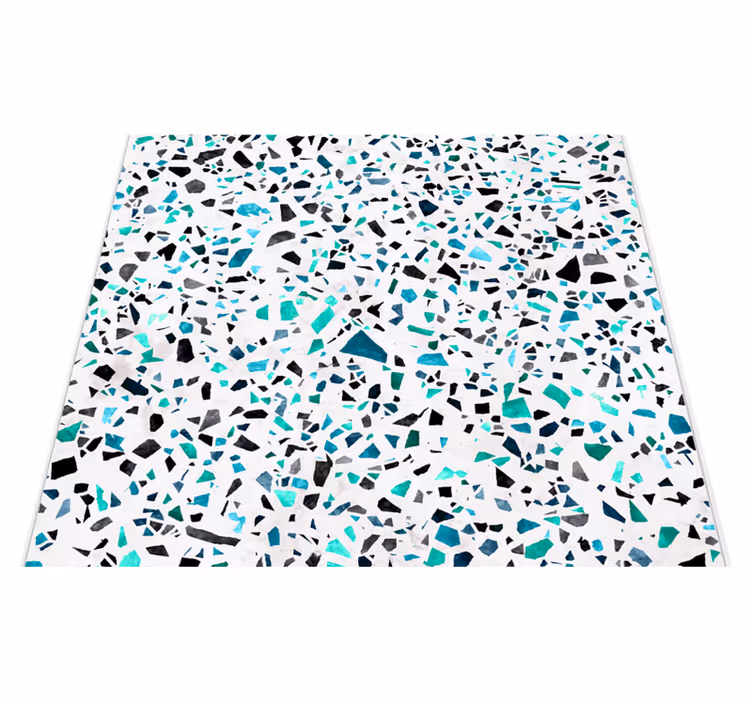 Vinyl tapijt keuken blauwe marmer tegels - TenStickers