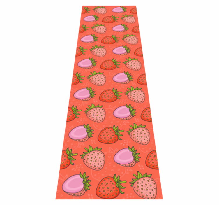 Vinyl tapijt keuken naadloze rode en roze aardbeien - TenStickers