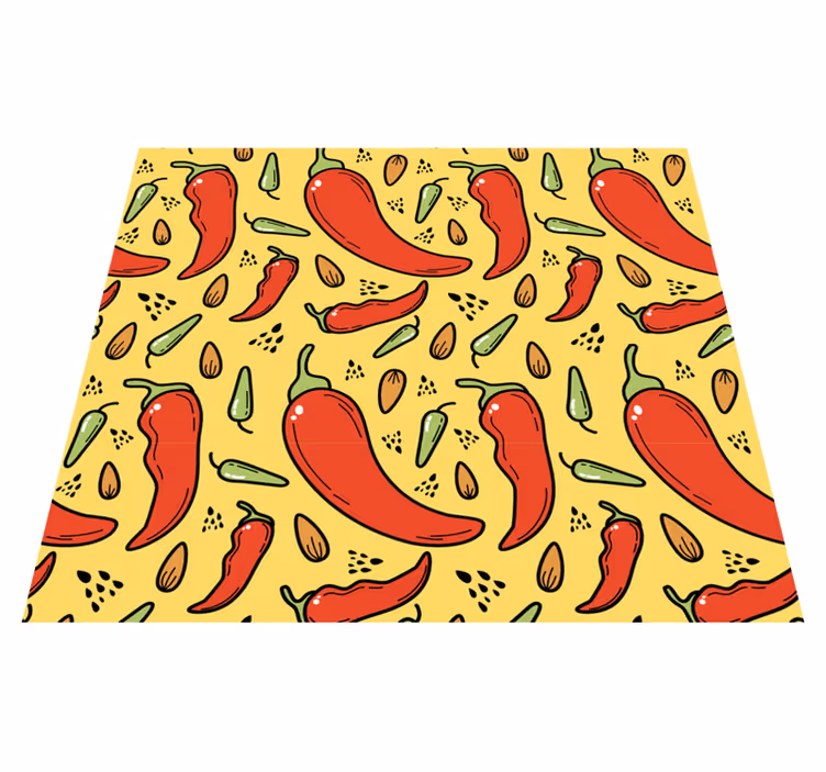 Vinyl tapijt keuken rode en groene chili - TenStickers