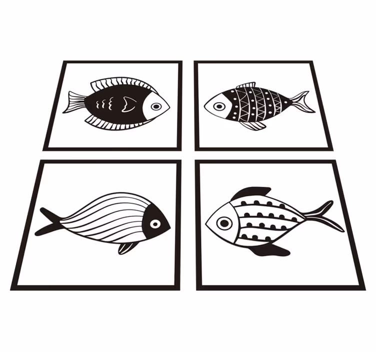 Vinyl tapijt badkamer met mooi vispatroon tegels - TenStickers