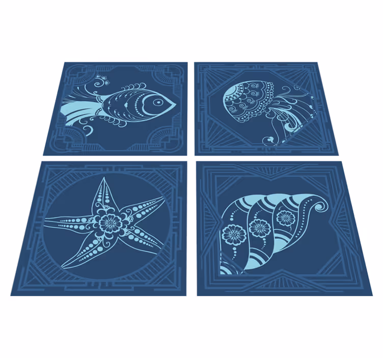 Vinyl tapijt badkamer sierlijke zeedieren tegels - TenStickers