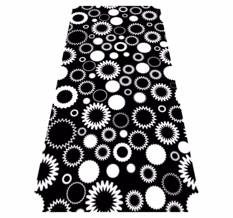 Vinyl tapijt badkamer zwart-witte zonnebloemen - TenStickers