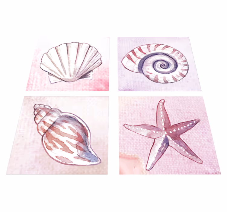 Vinyl tapijt badkamer zeedieren tegels - TenStickers
