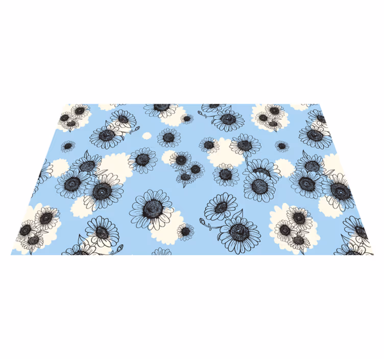 Vinyl tapijt bloemen en planten madeliefjes modern patroon - TenStickers