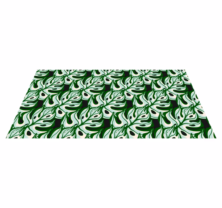 Vinyl tapijt bloemen en planten zwartgroen flora patroon - TenStickers