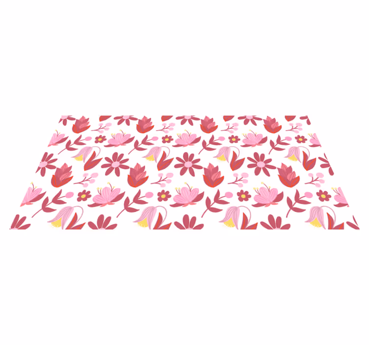 Vinyl tapijt bloemen en planten poolse volkskunst rood - TenStickers