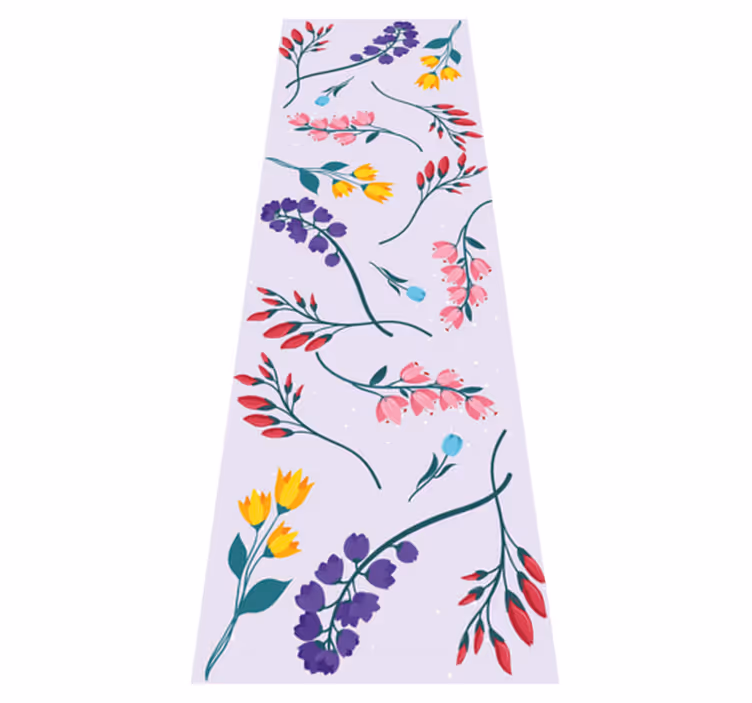 Vinyl tapijt bloemen en planten tuin minimalistische bloemen - TenStickers