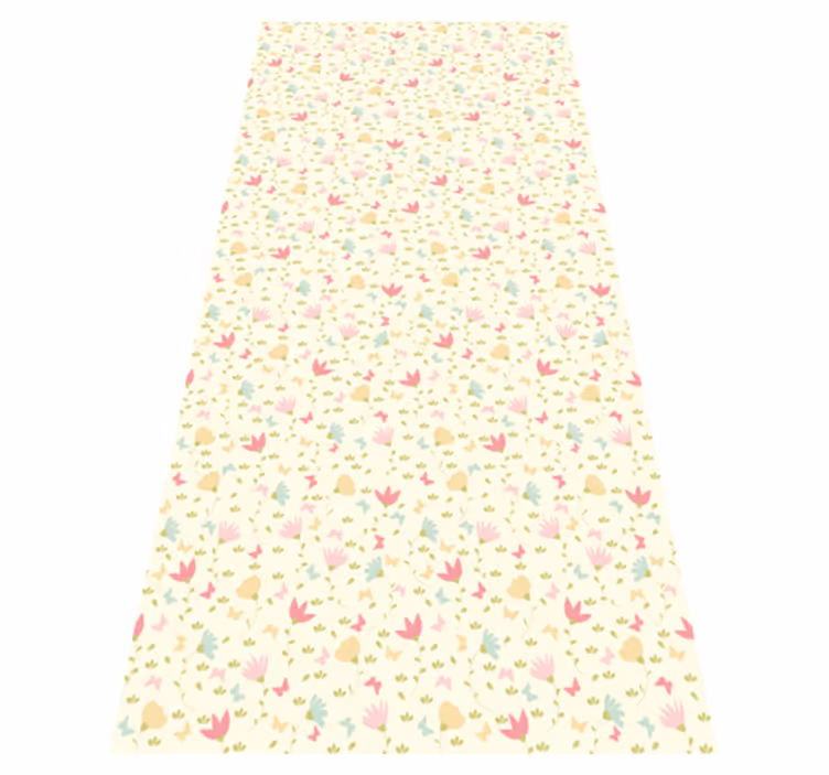 Vinyl tapijt bloemen en planten vlinders en bloemen - TenStickers