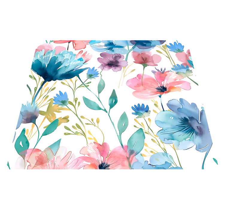 Vinyl tapijt bloemen en planten wilde bloemen in de zomer - TenStickers