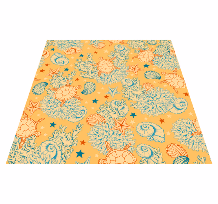 Vinyl tapijt bloemen en planten koraal en zeeleven - TenStickers