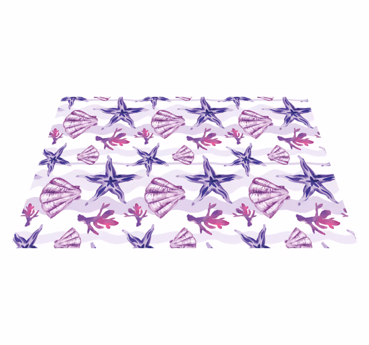 Vinyl tapijt bloemen en planten koraal schelp patroon - TenStickers