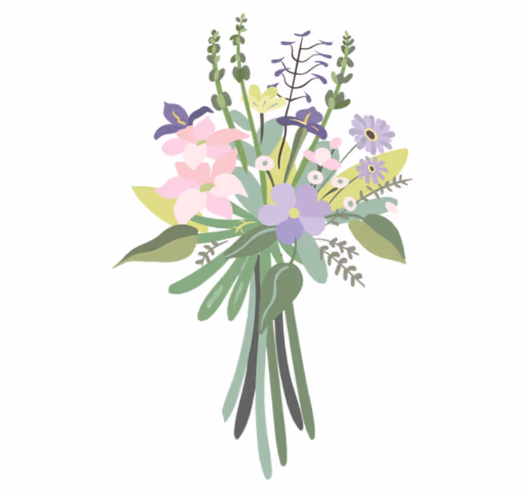 Vinyl tapijt bloemen en planten kleurrijk bloemenboeket - TenStickers