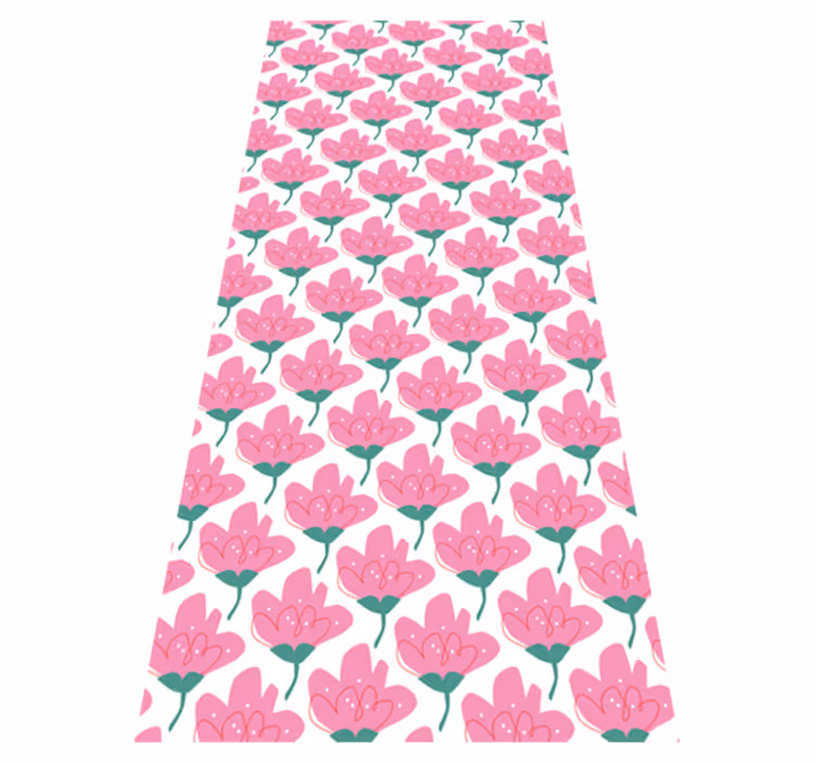 Vinyl tapijt slaapkamer roze bloemen - TenStickers