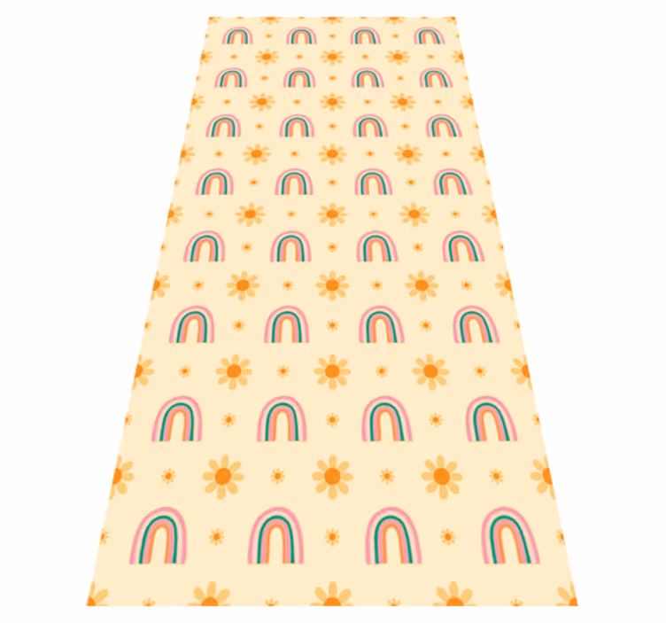 Vinyl tapijt slaapkamer bloemen en regenbogen - TenStickers