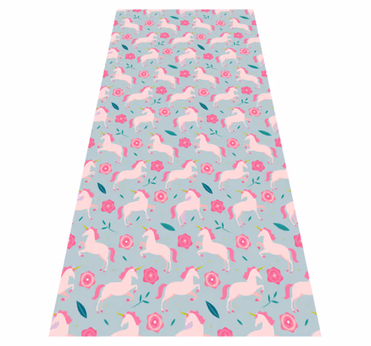 Vinyl tapijt tiener bloemen eenhoorn patroon - TenStickers