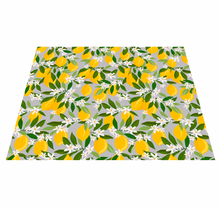 Vinyl tapijt slaapkamer citroenbloemenpatroon - TenStickers