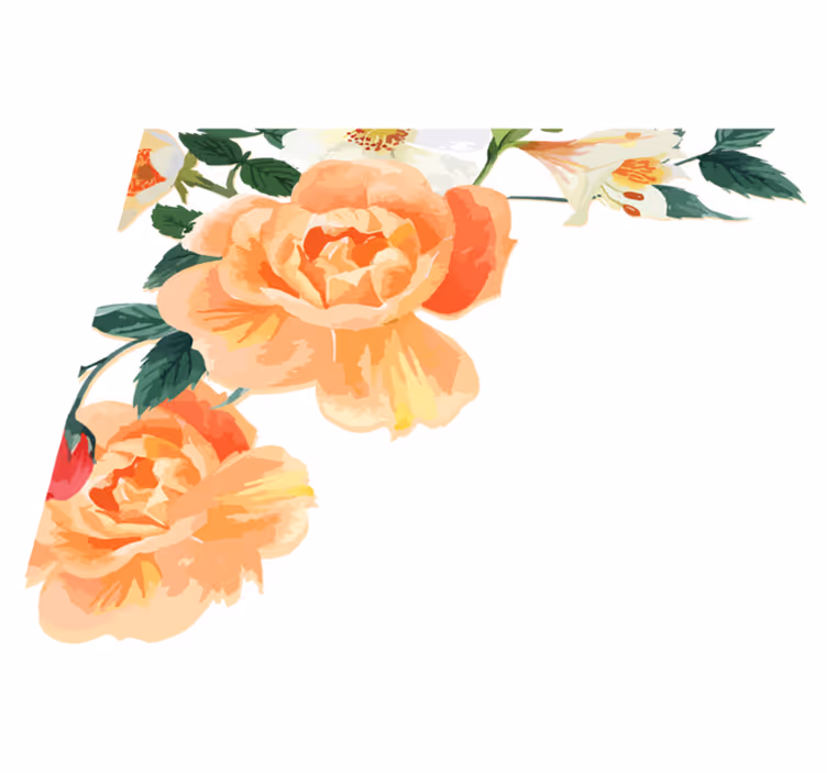 Vinyl tapijt slaapkamer perzikroos arrangement - TenStickers