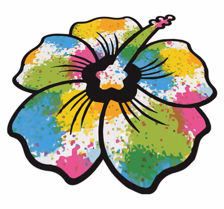 Vinyl tapijt slaapkamer kleurige hibiscusbloem - TenStickers